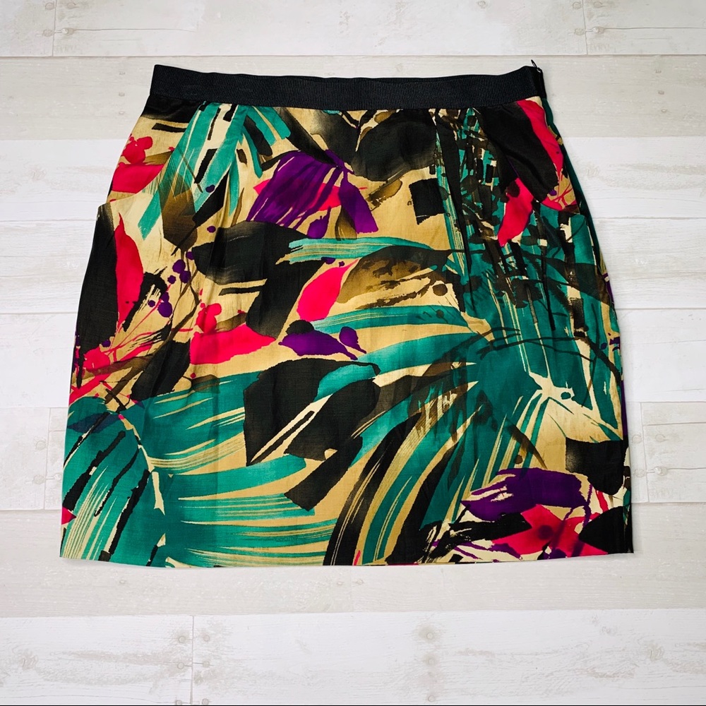 Ann Taylor Abstract Print‎ Silk Skirt